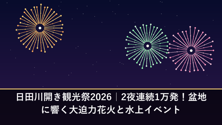 日田川開き観光祭2026｜2夜連続1万発！盆地に響く大迫力花火と水上イベント